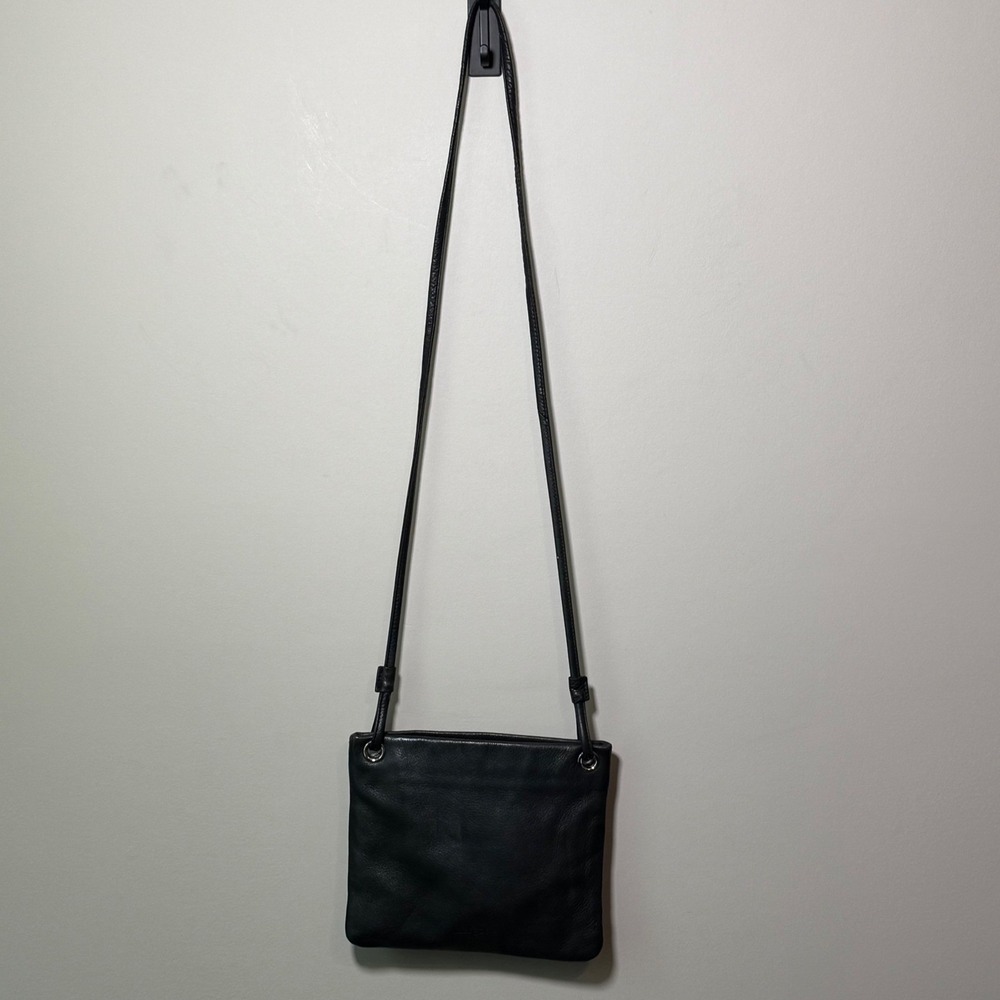 Margot Crossbody Bag Womens Small Black Leather Good Minimalist Pebbled Zip